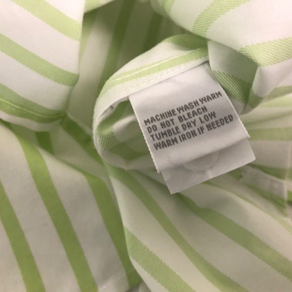 FoxCroft Women’s Non Iron Button Up Fitted Fit Shirt / Blouse US 8 Lime Stripe - Picture 8 of 8